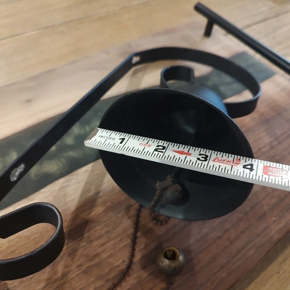 Vintage Store Hanging Steel Door‎ Dinner Bell with Wall Bracket USED Black 11